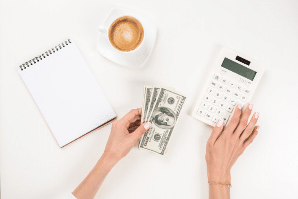 coffee notebook money calculator