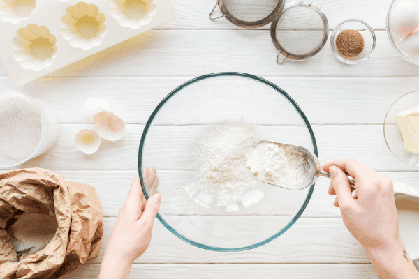 flour in a bowl for baking