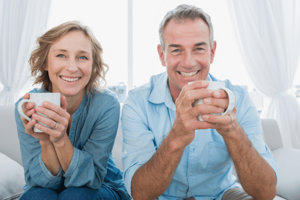 A man and woman enjoying coffee together