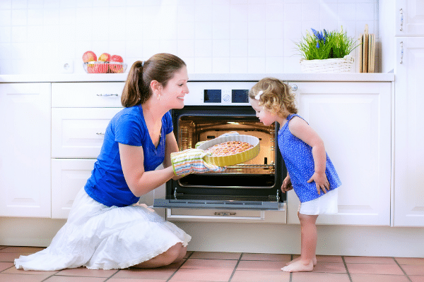 woman and child baking