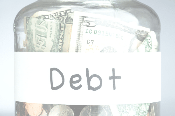 jar of money labeled debt