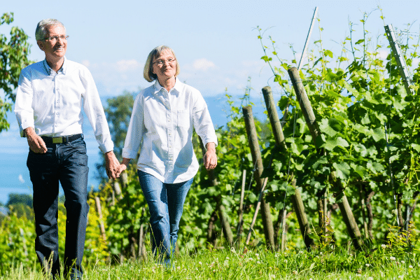 senior couple out for a walk