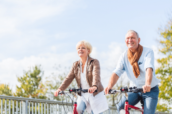 mature couple on a bike ride