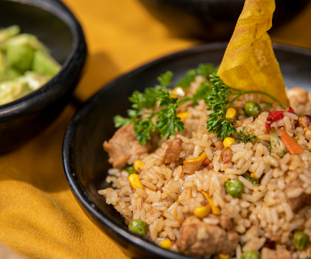 Portion of fried rice on a plate