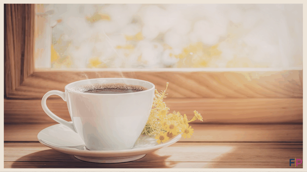 Coffee cup on a windowsill