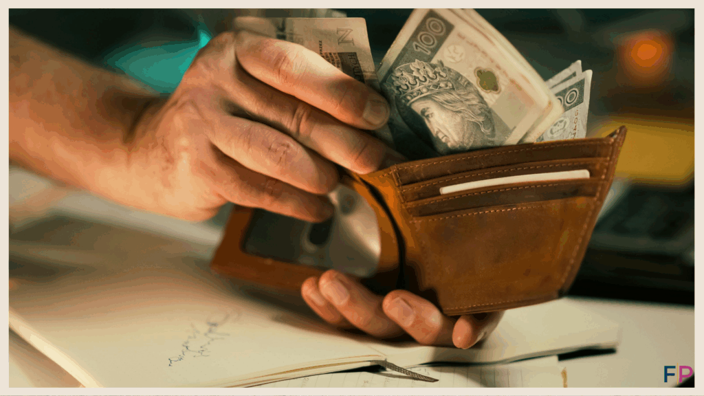 Paper money being withdrawn from a wallet