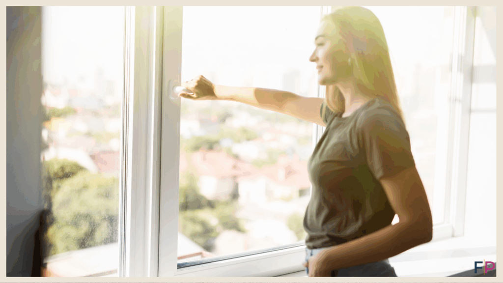 Woman opening the window