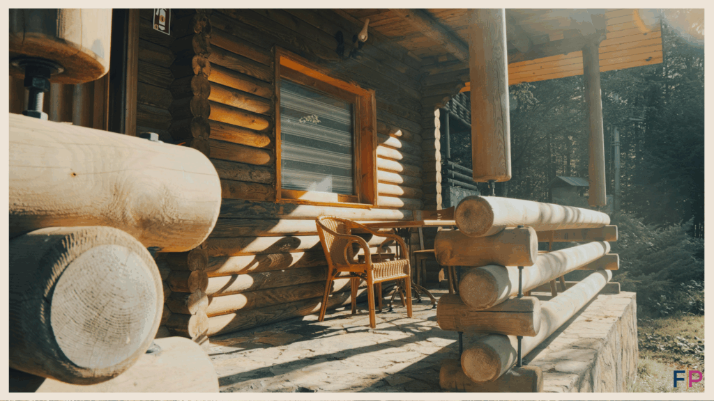 A porch with a chair in the sunshine